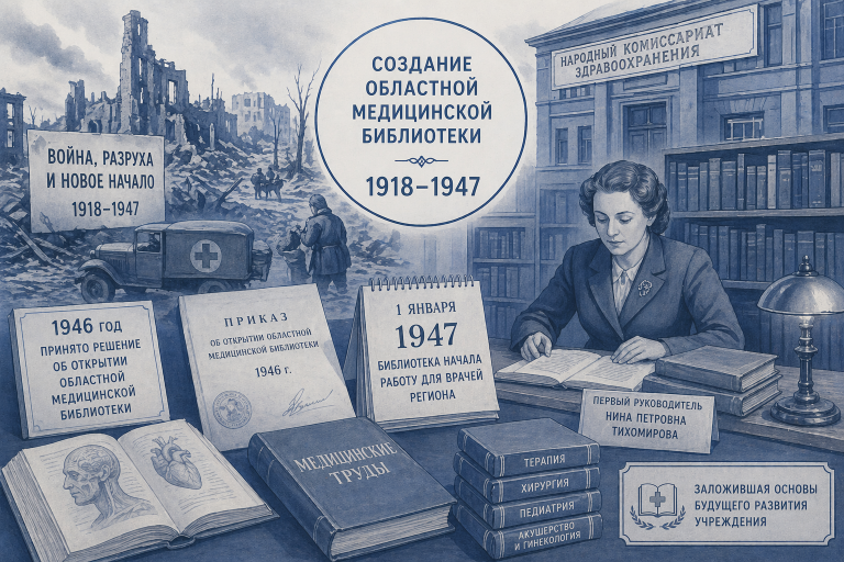 Война, разруха и новое начало: создание областной медицинской библиотеки (1918–1947)
